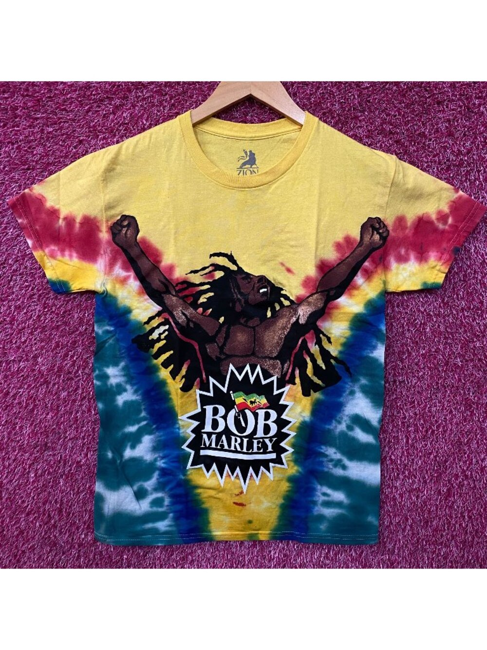 Zion Rootswear Bob Marley "Uprising" Tie-Dye Graphic T-Shirt Small